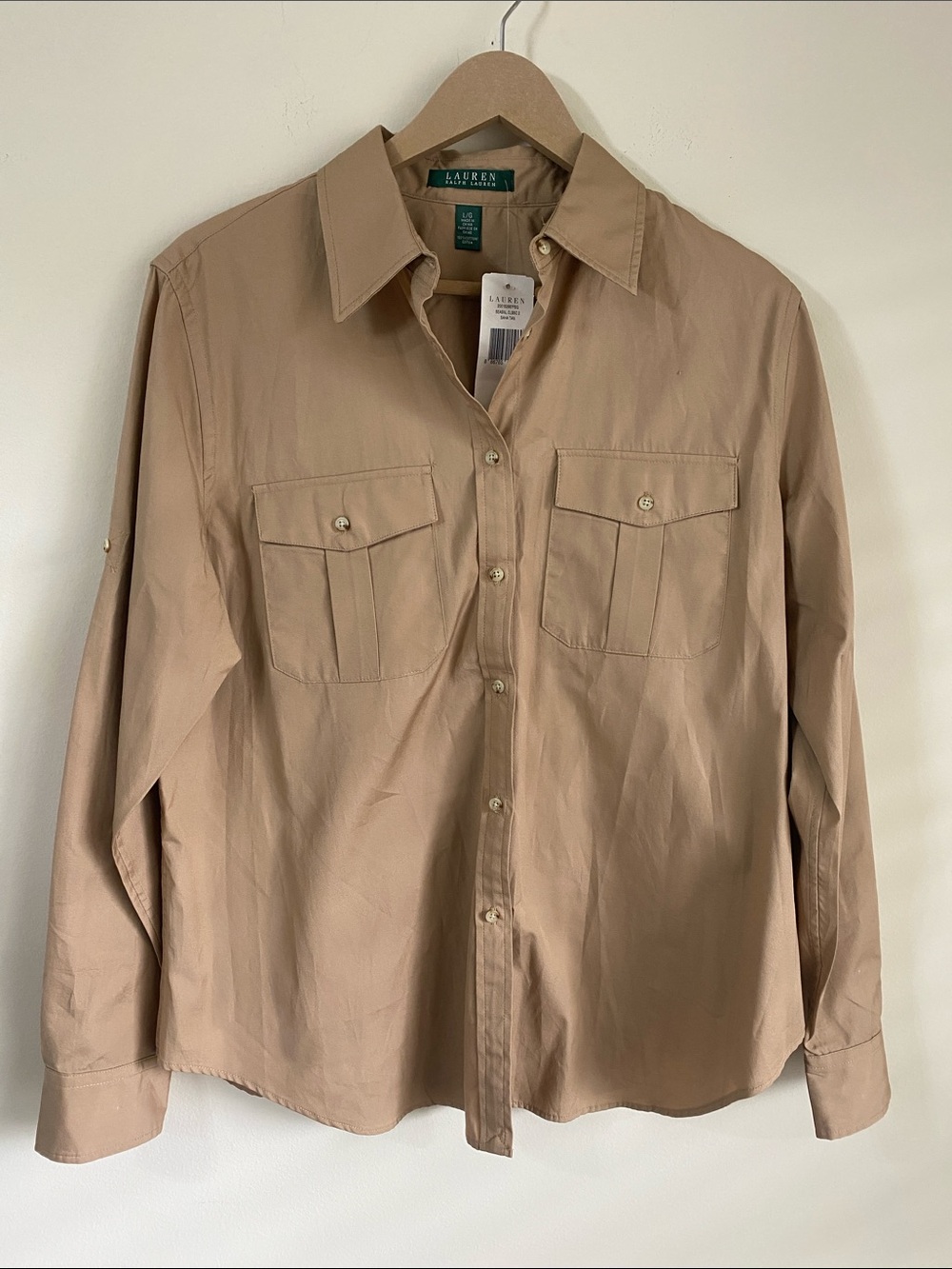 Lauren Ralph Lauren Tan Button-Down Utility Shirt